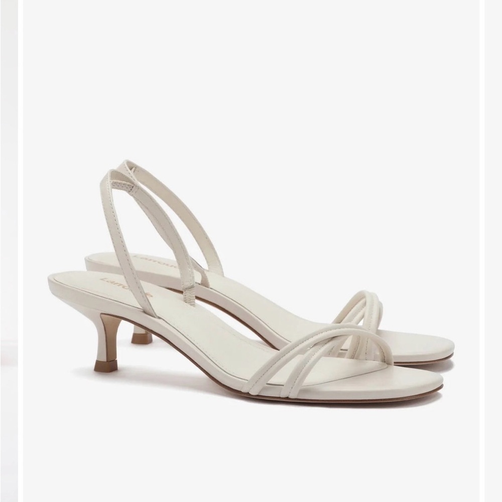 Larroude Cream Slingback Heels